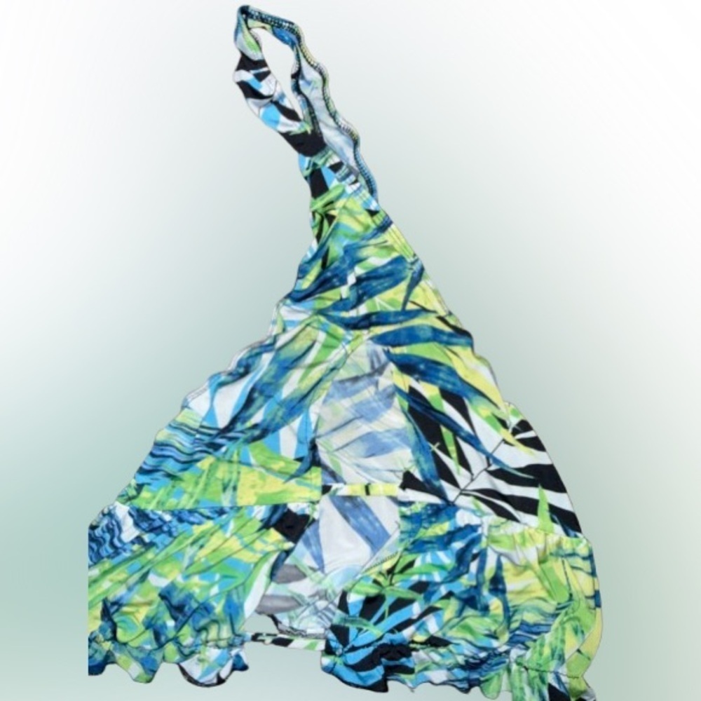 Fashion Nova Tropical Print Mini Skirt Set - Blue and Green - Picture 3 of 3